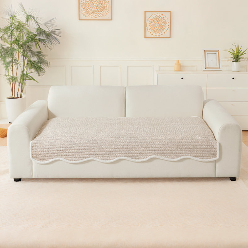 Special-Shaped Slipcover With Elegant Faux Fur Edging – Washable, Non-Slip Sofa And Furniture Cover For Pets