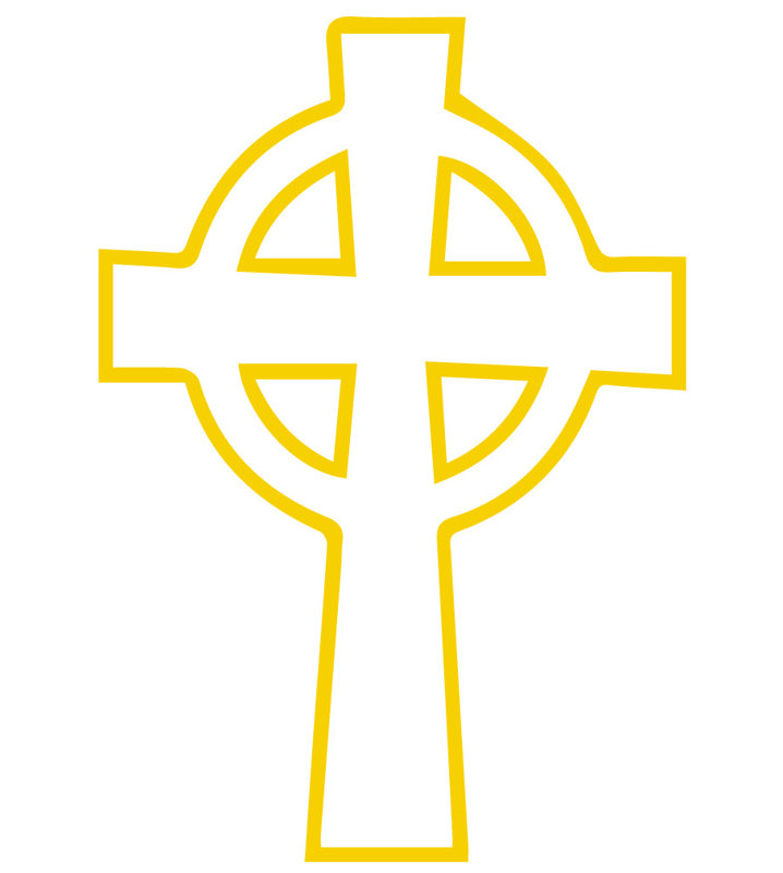 Décalcomanie murale croix eternity celtique, Jaune clair, H 24 po x l 16 po x P 0,01 po
