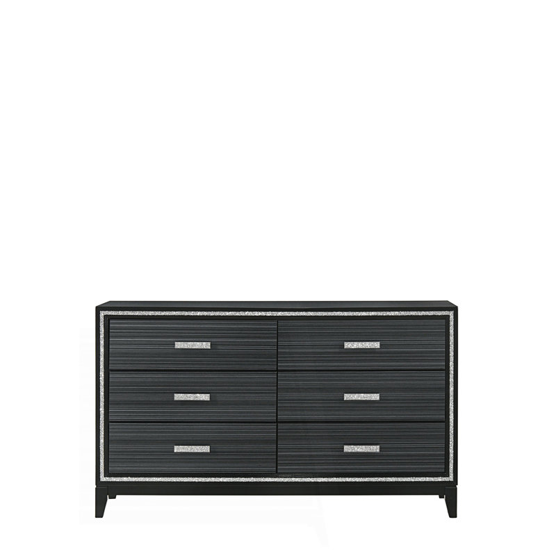 Commode moderne à six tiroirs avec attrait universel, Noir