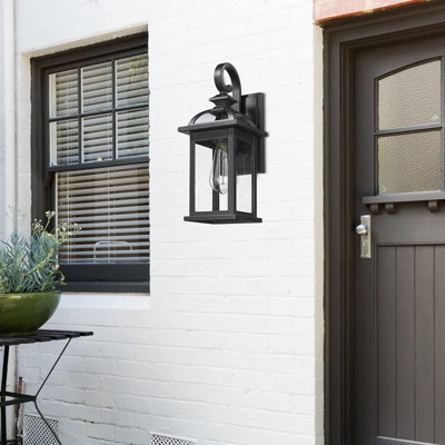 Outdoor Lights Wall Mount Exterior Wall Light with Water Ripple Glass Waterproof Black Exterior Wall Light for House Porch Hallway Garage