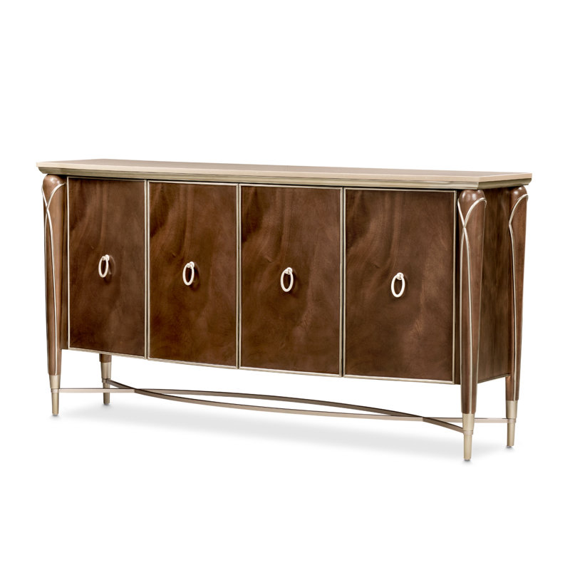 Hazelnut Beige Wood and Metal Dining Sideboard