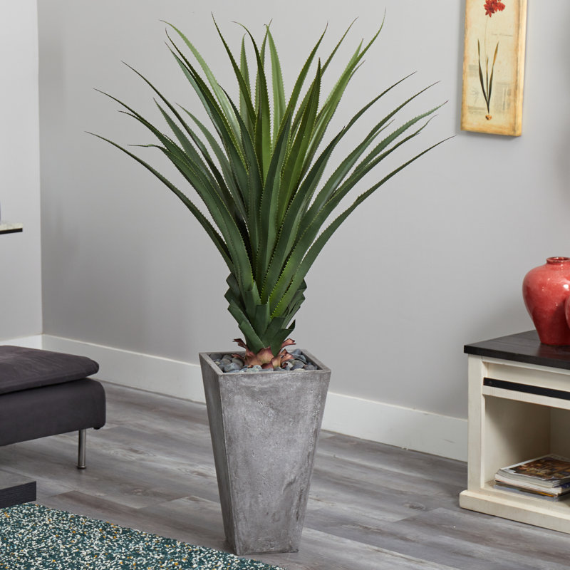 60'' Faux Agave Succulent in Stone Planter