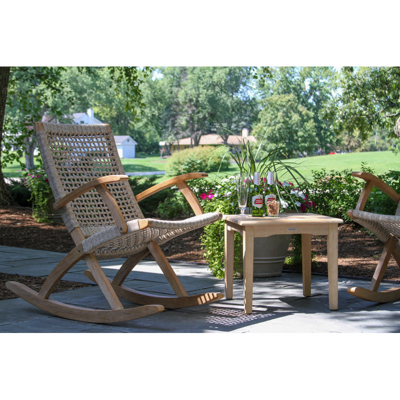Chaise berçante en bois massif Brayson, Brun clair / corde de blé