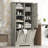 Oak Bathroom Storage Cabinet with Doors, Drawers & Tilt-Out Laundry Hamper - Freestanding Design with Open & Adjustable Shelves-1460964176