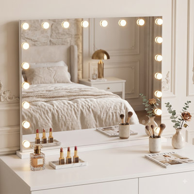 Vanity Makeup Mirror with Lights 37" x 30" Large Hollywood Mirror