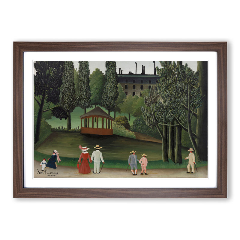 View of Montsouris Park by Henri Rousseau - Picture Frame Painting, 27cm H x 36cm W x 2cm D, Walnut