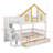 Full Size Wooden House Roof Bunk Bed With Window Door And Roof, Playhouse Bunk Bed With Drawers And Staircase-963123314