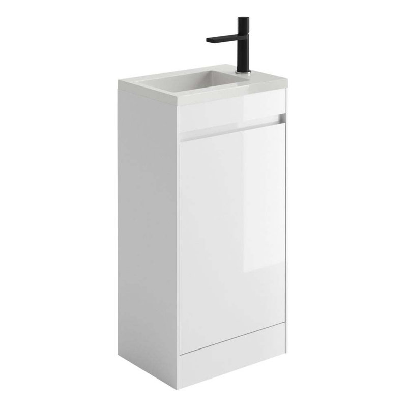 Santiago 450mm Single Bathroom Vanity with Integrated Resin Basin, Gloss White