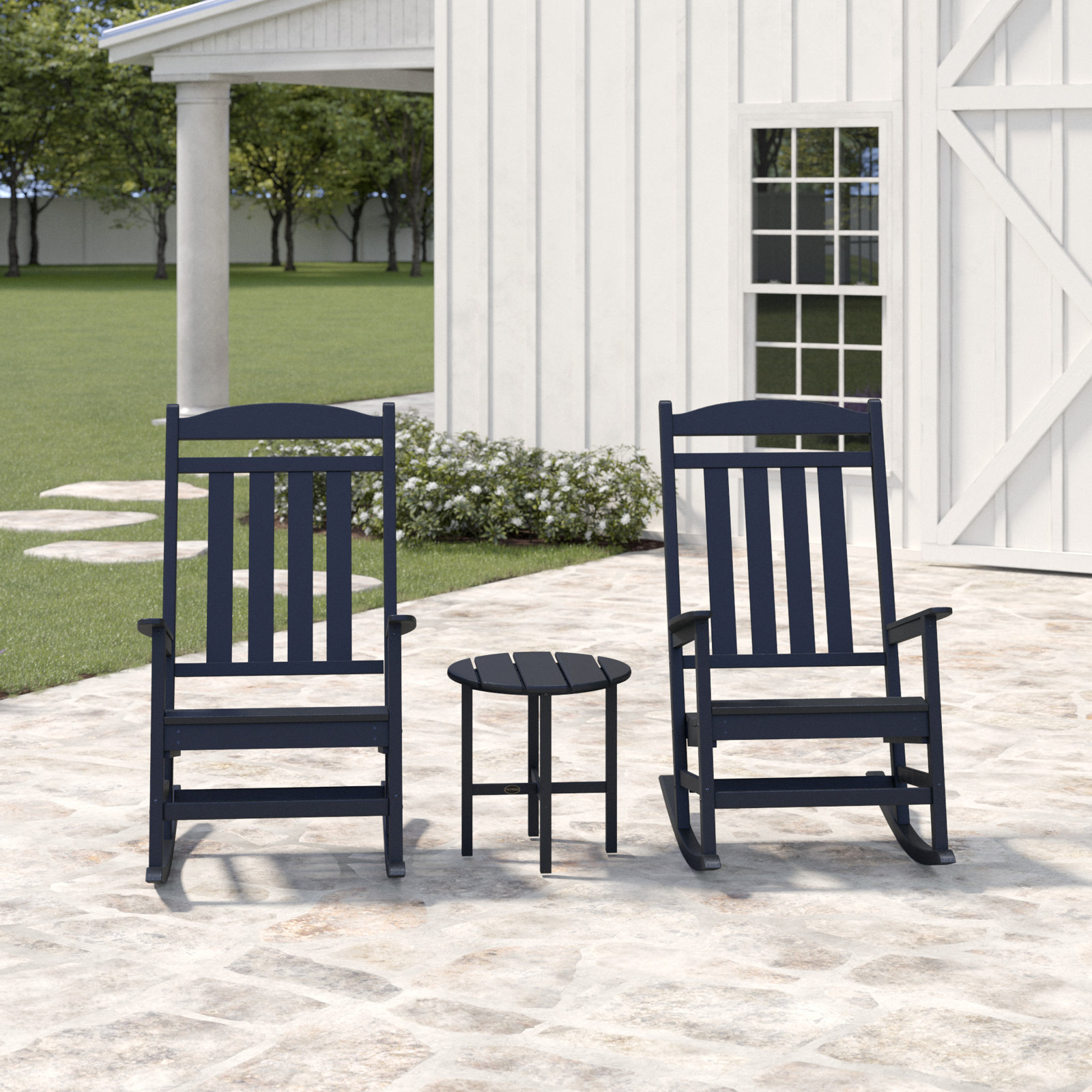 POLYWOOD® Rocker 2-Person Patio Seating Group, Black
