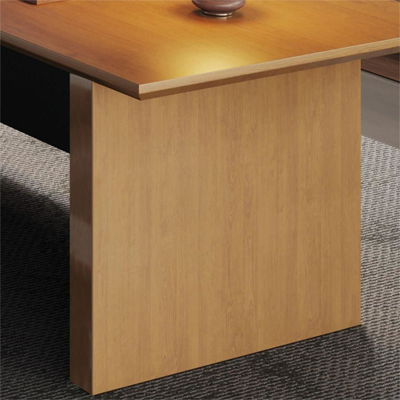 Bureau de direction en L en bois massif avec tiroirs Nut-Brown, Brun noyer, H 29,53 po x l 70,87 po x P 62,99 po