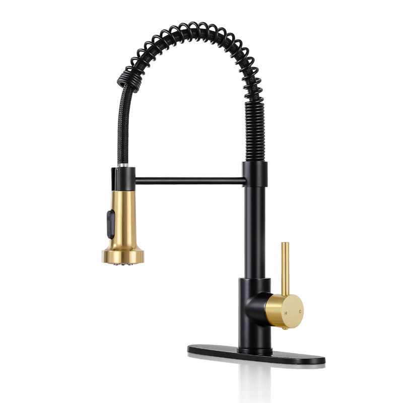 Kitchen Faucets with Pull Down Sprayer, Black Gold