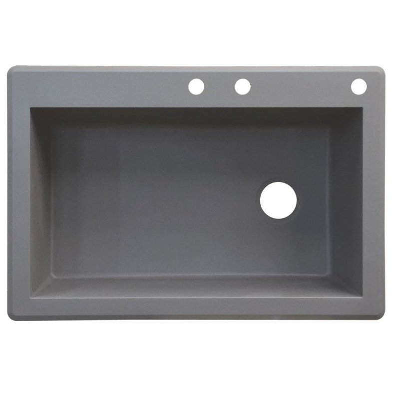Radius 33'' L Single Bowl Granite Kitchen Sink, Gray