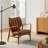 Mid-Century Modern Genuine Leather Solid Ash Chair-1380037452