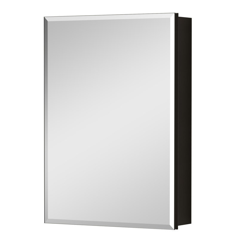 Belle 16 po x l 24 po Pharmacie rectangulaire en aluminium H avec miroir, tablettes murales encastrées en verre