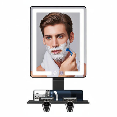 Heated Fogless Shower Mirror for Shaving and Makeup, 5000mAh, No Drilling