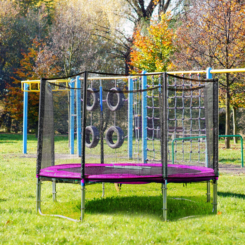 SereneLife Round Backyard Trampoline with Safety Enclosure