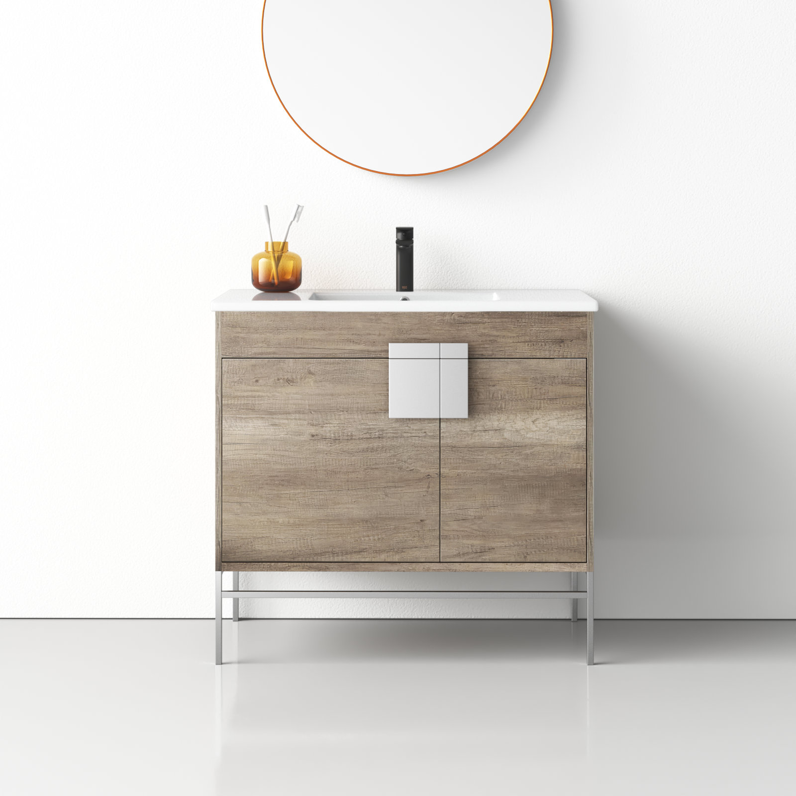 Maisie 36'' Single Bathroom Vanity, Polished Chrome, Gray