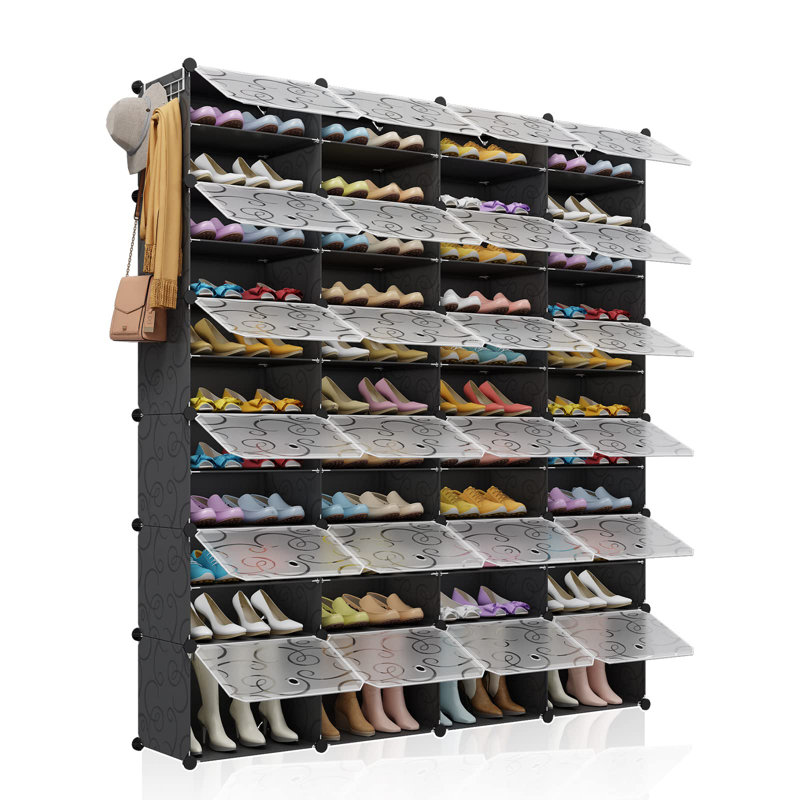 96-Pairs Shoe Storage Organizer Cabinet,Portable Shoe Rack with Door,Large DIY Detachable Shelves