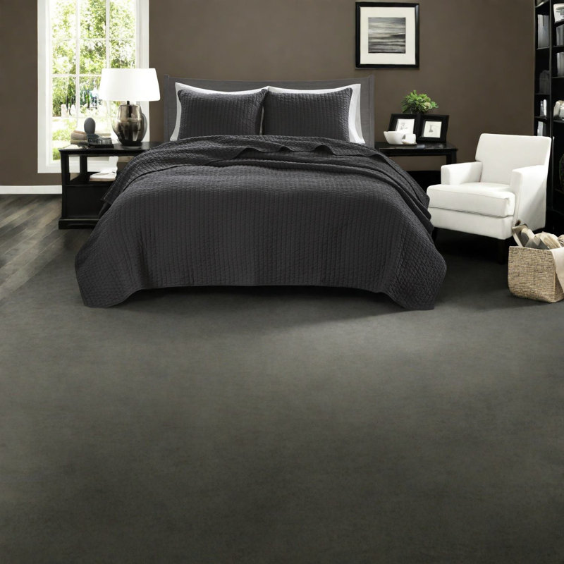 Ensemble de literie confortable en microfibre noire, style maison de campagne pour toutes les saisons