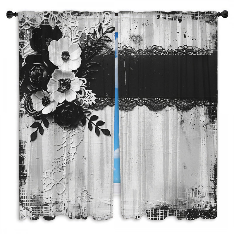 Rideaux à motif floral et voilage obscurcissant - 2 panneaux, 40 po x 60 po - 2 panneaux, Transparent