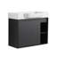 Meuble-lavabo mural 28 po avec lavabo en céramique blanche et porte à fermeture en douceur, emballage KD, chêne foncé