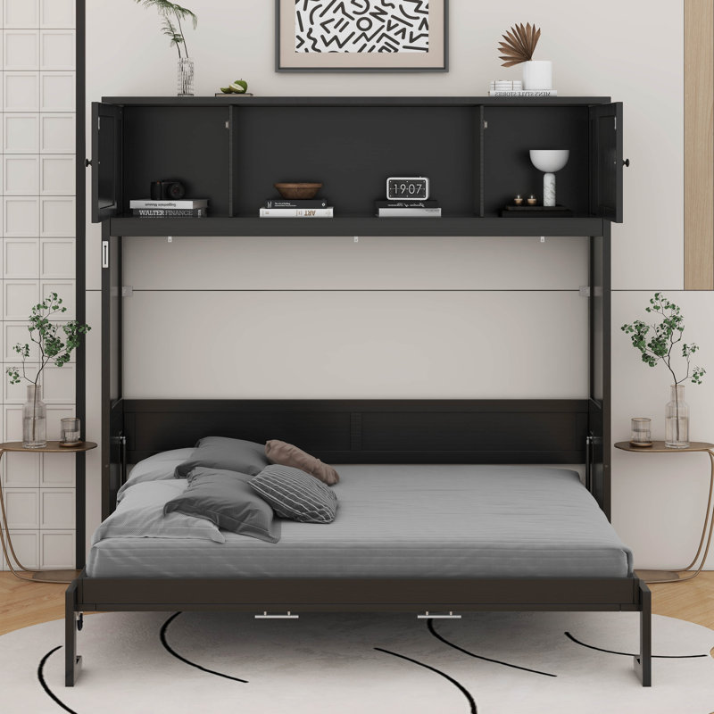 Lit escamotable double avec armoires de rangement