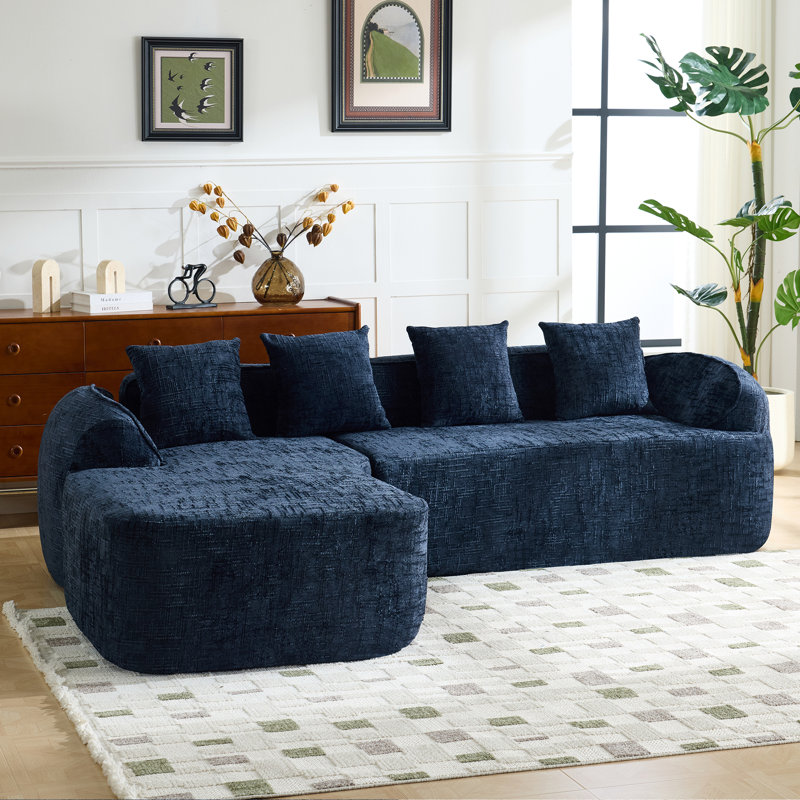 Canapé d'angle moderne et spacieux, revêtement en chenille, idéal pour la maison