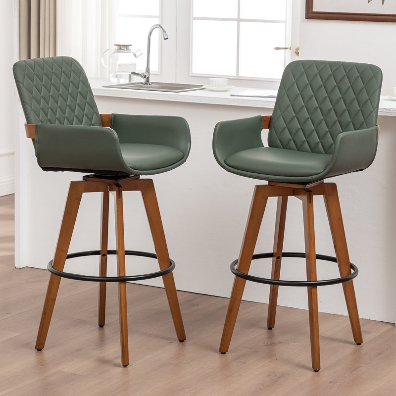 Tabourets de comptoir pivotants modernes rembourrés, Vert, Tabouret de bar (siège d'une hauteur de 29,7 po)