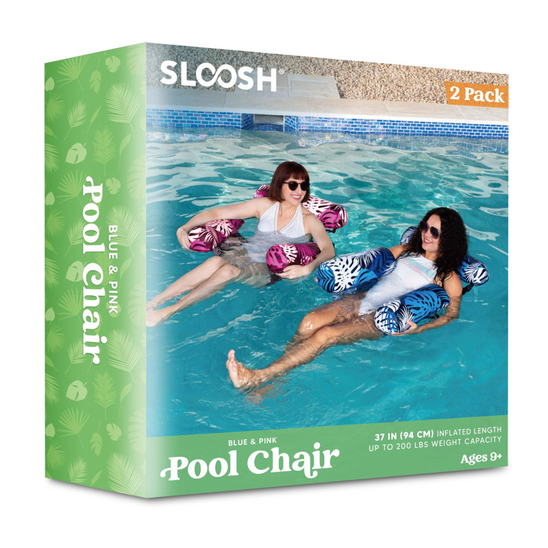 Ensemble de 2 chaises longues flottantes, H 4,33 po x l 10,24 po x P 11,54 po, Rose / bleu