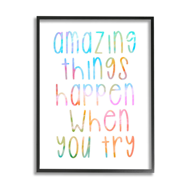 «Amazing Things Happen Expression» par Lil 'Rue - Art textuel sur bois, H 14 po x l 11 po x P 1,5 po