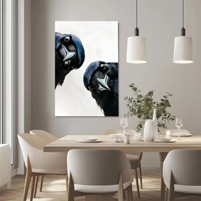 Impression sur toile encadrée de 1 pièce, portrait de corbeau, ailes en noir et blanc, décoration murale réaliste de style peinture à l'huile, parfaite pour la décoration de salon, chambre, bureau, cuisine, salle de bain, décoration murale idéale
