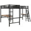 Lit mezzanine simple en métal avec deux bureaux de jeu intégrés, noir - Aménagement de chambre à coucher amusant, pratique et chic