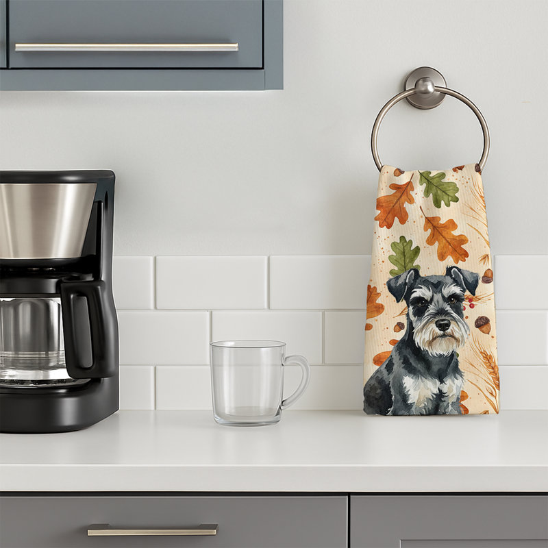 Serviette de cuisine noire et argentée Schnauzer, Black & Silver Miniature Schnauzer