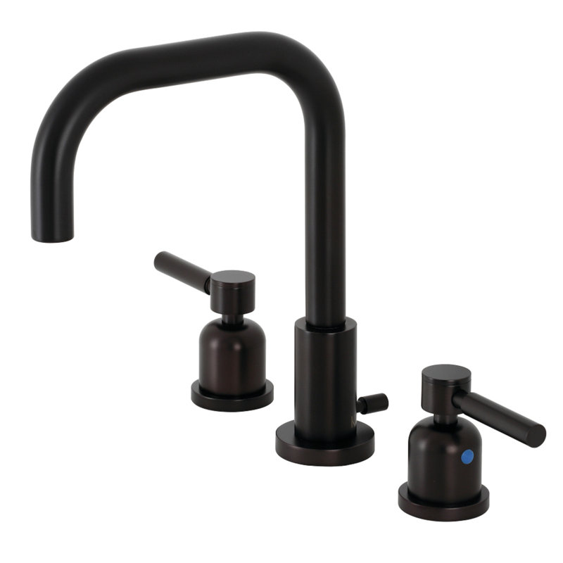 Kingston Brass Concord Two-Handle 3-Hole Deck Mount Widespread Bathroom Faucet with Brass Pop-Up Drain, Oil Rubbed Bronze