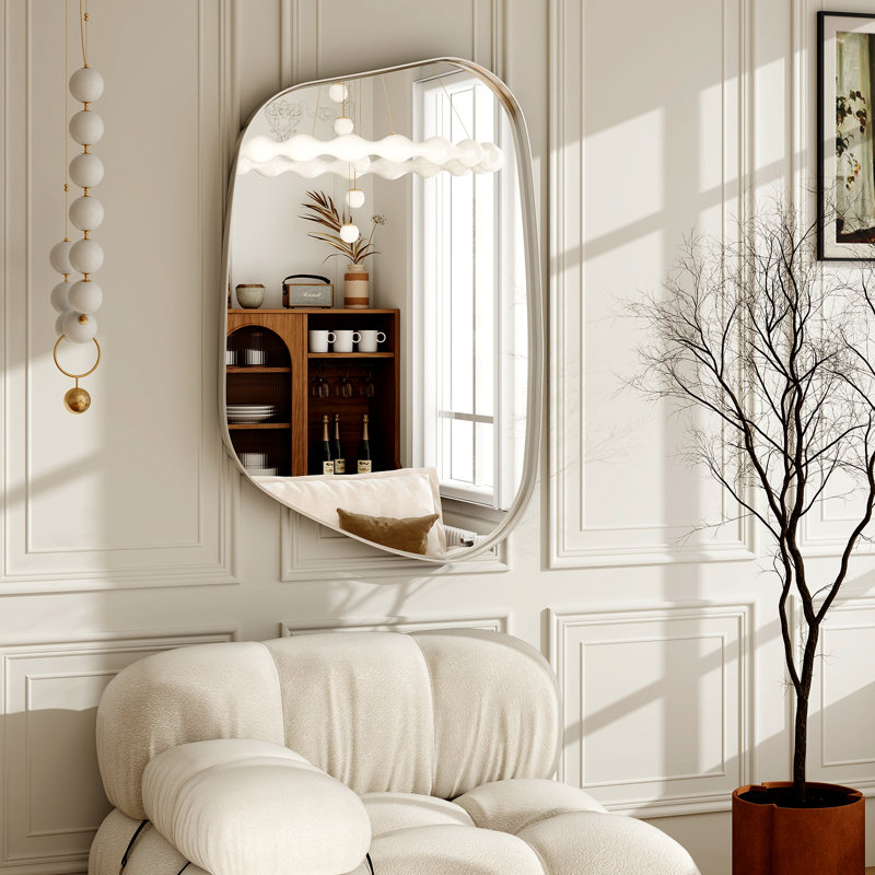 Miroir mural en aluminium, Argent argent, H 30 po x l 22 po x P 1,4 po