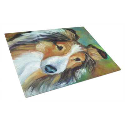 Caroline's Treasures Tempered Glass Sheltie Curiosity Cutting Board