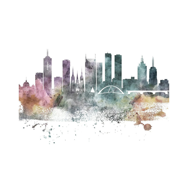 Melbourne Pastel Skylines by WallDecorAddict - Gallery-Wrapped Canvas Giclée on Canvas, Wrapped Canvas