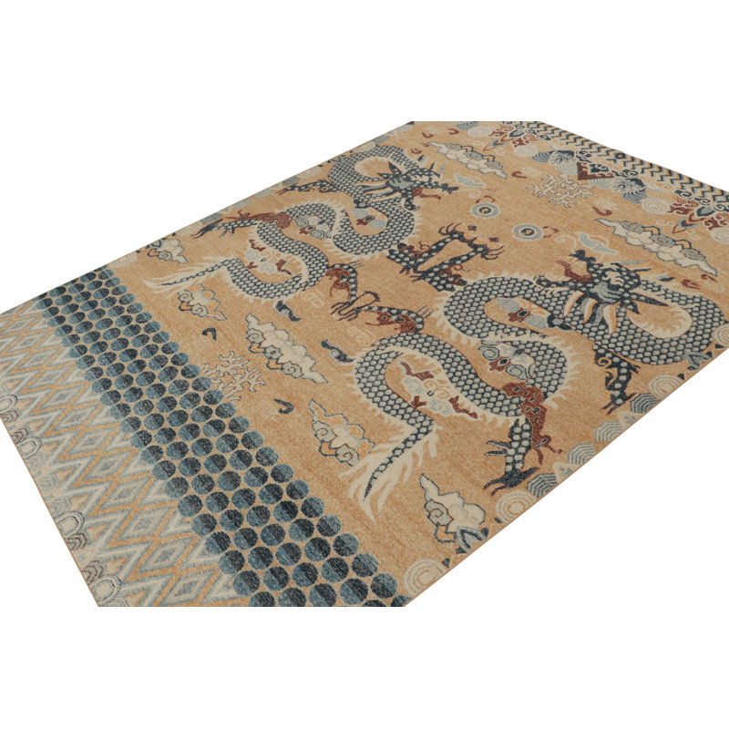 Distressed Homage Hand Knotted Wool Animal Print Area Rug, Rectangle 6' x 9'
