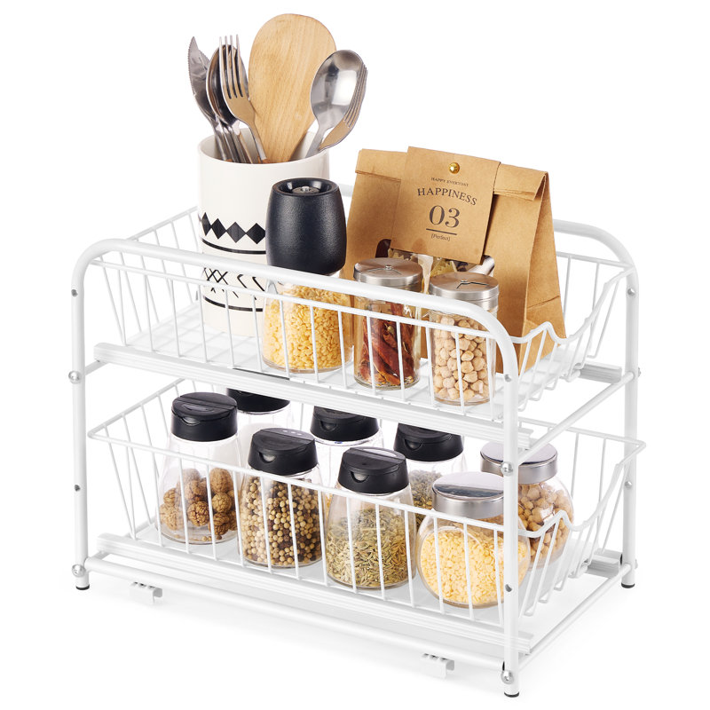 Adjustable Stainless Steel Dish Rack, White