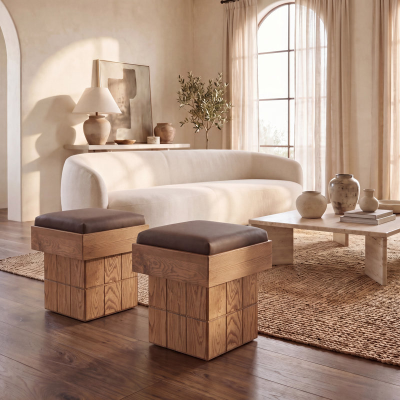 Repose-pieds Taramarie, Velours, Marron foncé, Naturel