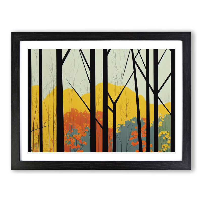Art Deco Spring Forest Vol.4 Abstract - Single Picture Frame Print, 46cm H x 64cm W x 2cm D, Black Framed