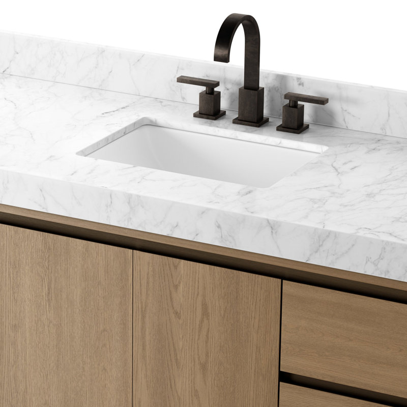 Everett Single Wide Vanity-Satin Light Wash Oak, Satin Light Wash Oak