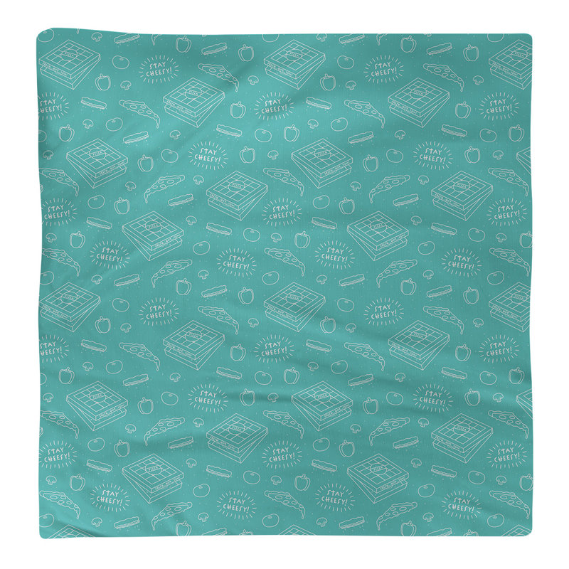 Serviette de coton à motif à pizza arrière, H 0,1 po x l 22 po x P 22 po, Bleu sarcelle, Sergé de polyester