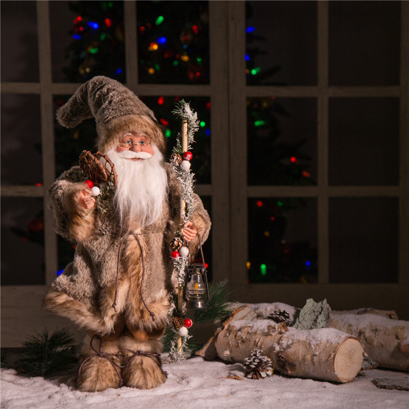 Debout père noël Faux Fur Figurine, H 18,11 po x l 7,87 po x P 5,91 po