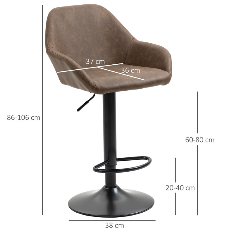 Morganti Swivel Upholstered Adjustable Height Counter Stool with Metal Frame, Dark Brown