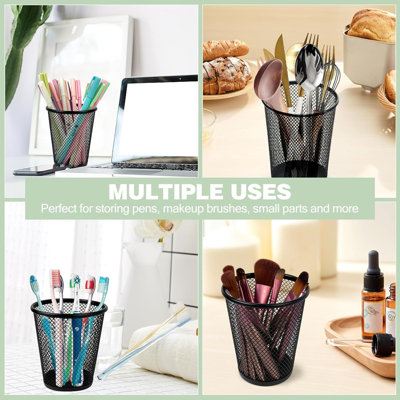 12 paquets de porte-stylos, porte-stylo en maille, porte-crayons en métal pour le bureau, organisateur multifonctionnel pour brosse de maquillage