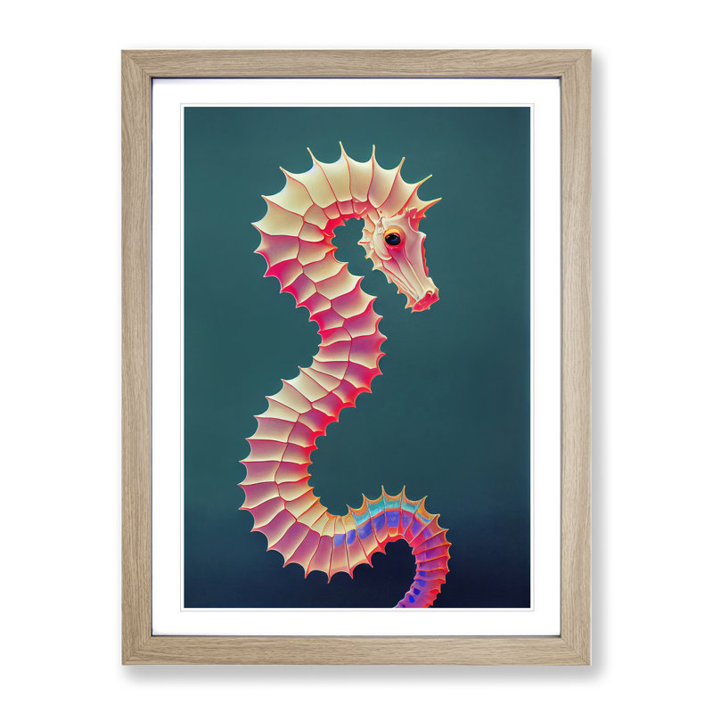 Bewitching Seahorse - Single Picture Frame Print, 64cm H x 46cm W x 2cm D, Oak