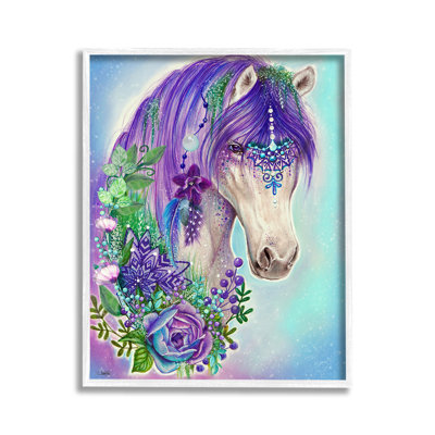 Horse with Floral Garland Framed Giclee Art by Sheena Pike