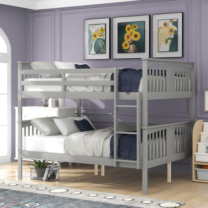 Lit superposé double au-dessus de double avec échelle pour chambre à coucher, Grey