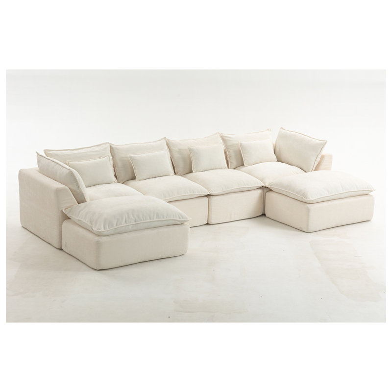 Canapé modulaire surdimensionné de 130,71 po de large avec canapé modulaire True Relax, Blanc antique